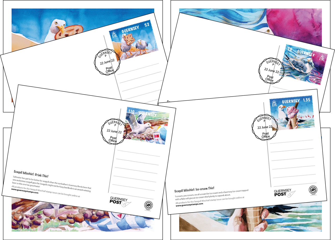 Set of 4 FDI Seagull Postcards